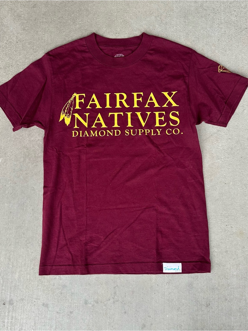 Diamond Supply Co. Maroon Tee with Yellow Fairfax Natives Print